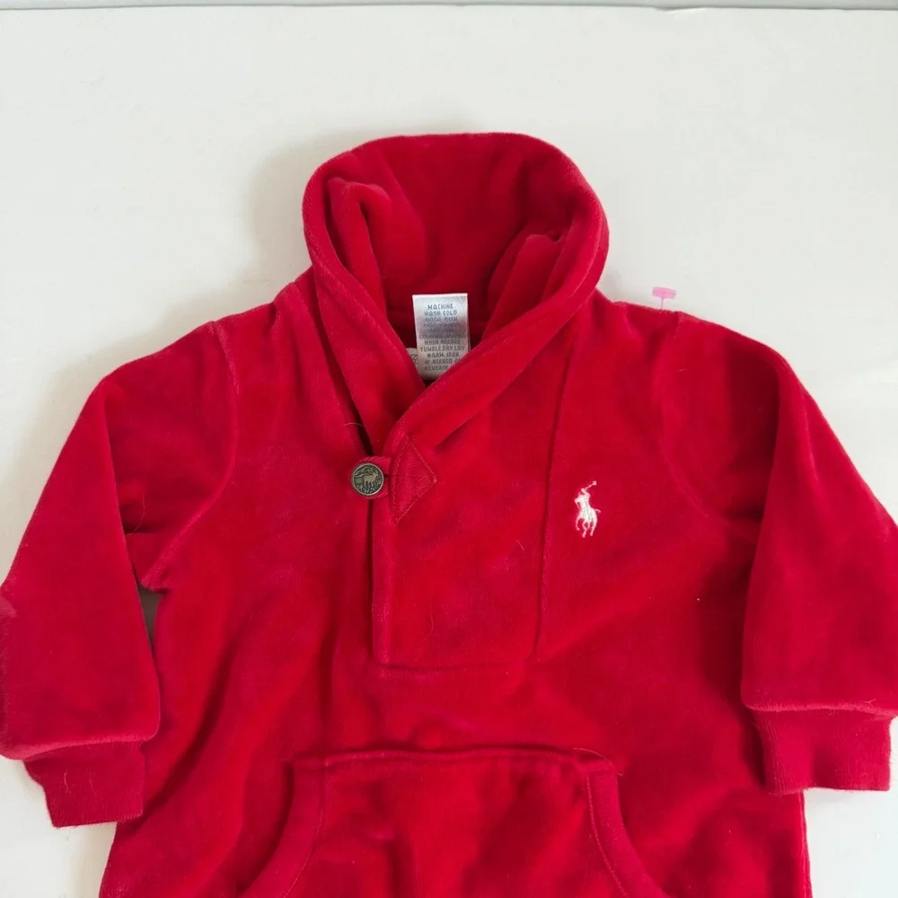 Ralph‎ Lauren Long Sleeve Red Footie One Piece Size 9 Months